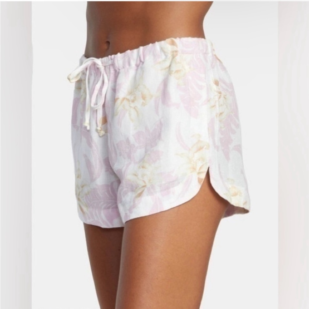 RVCA Linen New Yume Drawcord Shorts size small pink floral tropical